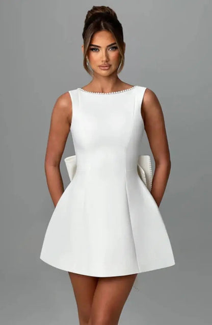 Image of Elaine | Women's Bow Back Mini Dress