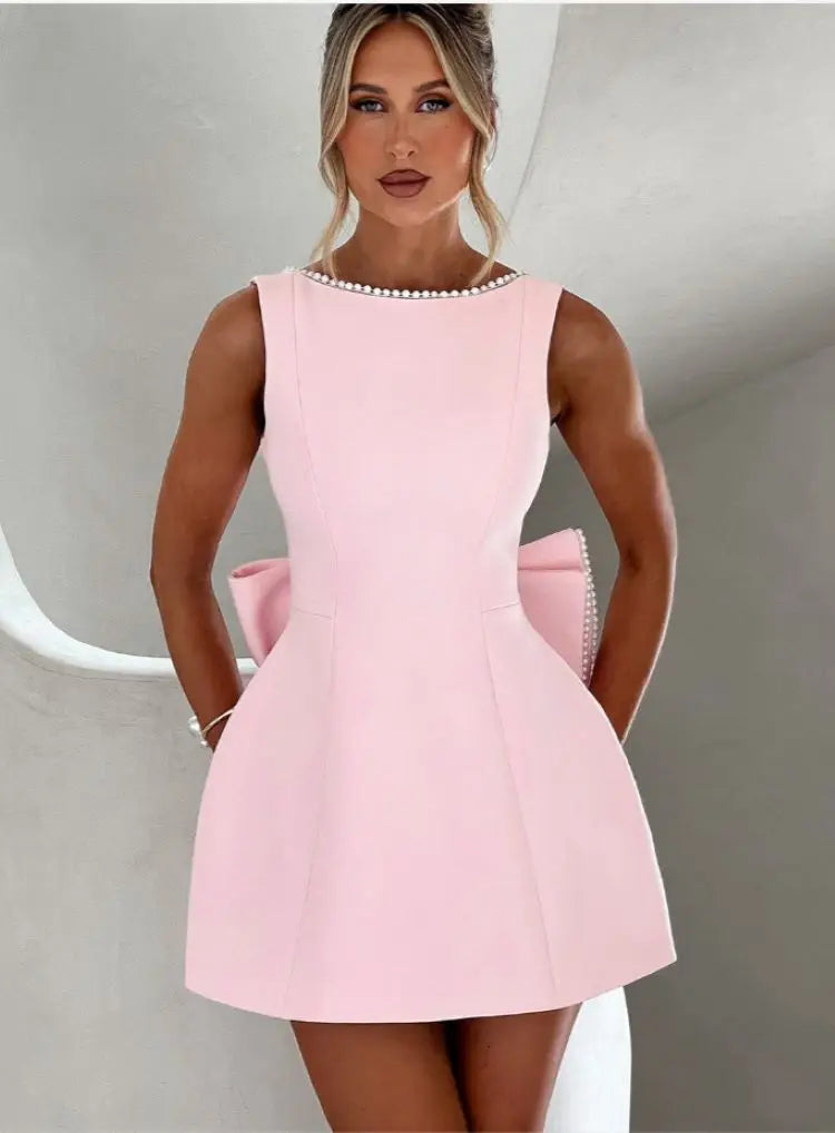 Image of Elaine | Women's Bow Back Mini Dress