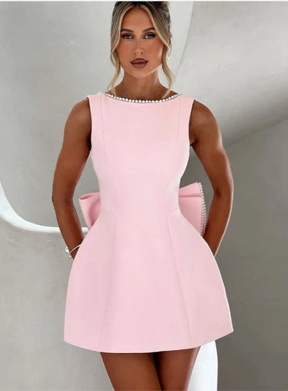Image of Elaine | Women's Bow Back Mini Dress