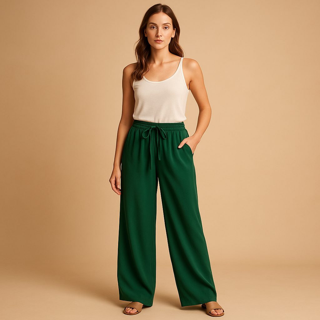 Elastic waist loose summer trousers for women with a relaxed comfortable fit, ideal for warm days, casual outfits, and versatile summer styling.