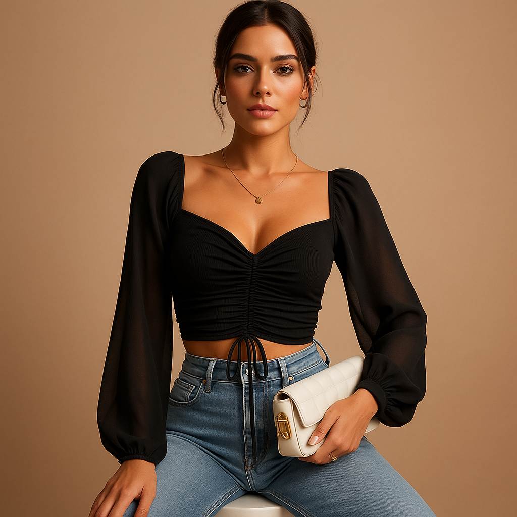 Women's Sweetheart Neckline Blouse - VibreMode
