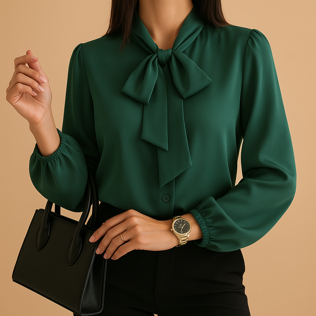 Women's Blouse With Bow Tie Detail - VibreMode
