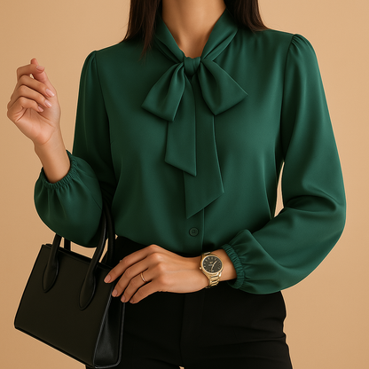 Women's Blouse With Bow Tie Detail - VibreMode