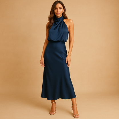 Elegant breathable midi dress for women with flattering silhouette and soft stretch fabric, perfect for spring and summer occasions.