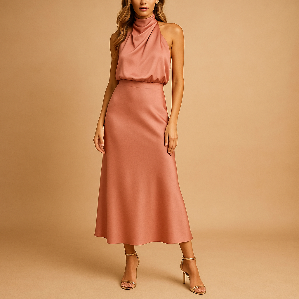 Elegant breathable midi dress for women with flattering silhouette and soft stretch fabric, perfect for spring and summer occasions.