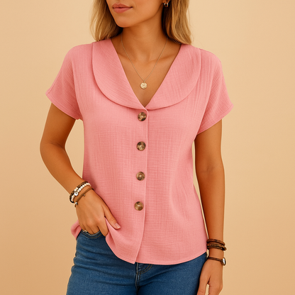 Elegant collared blouse for women with a breathable feel and button-down design, suitable for casual outfits, workdays, and semi-formal occasions.