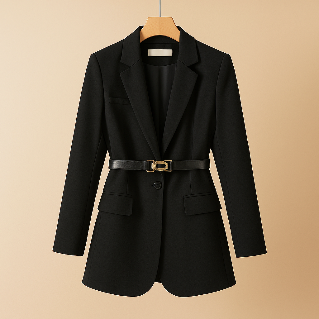Elegant fitted women’s blazer with a refined silhouette in classic colors, perfect for work, business meetings, and evening occasions.