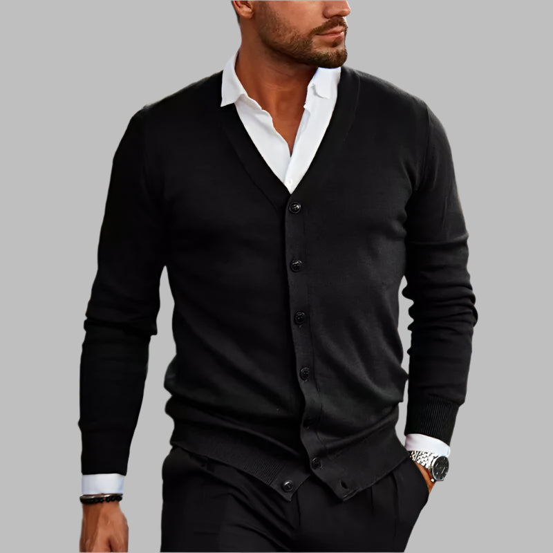 Men's Slim Fit V-Neck Cardigan Sweater - VibreMode