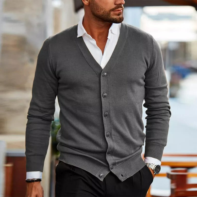 Men's Slim Fit V-Neck Cardigan Sweater