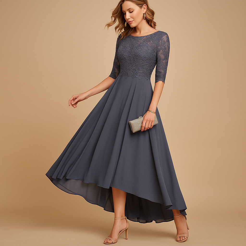 Elegant lace party dress for women with a flattering silhouette and refined lace details, perfect for weddings, gala events, and special celebrations.