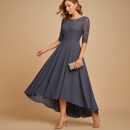 Elegant lace party dress for women with a flattering silhouette and refined lace details, perfect for weddings, gala events, and special celebrations.