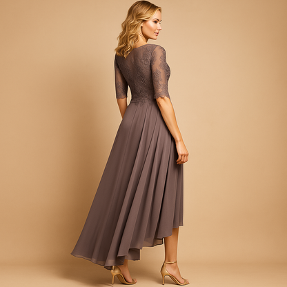 Elegant lace party dress for women with a flattering silhouette and refined lace details, perfect for weddings, gala events, and special celebrations.