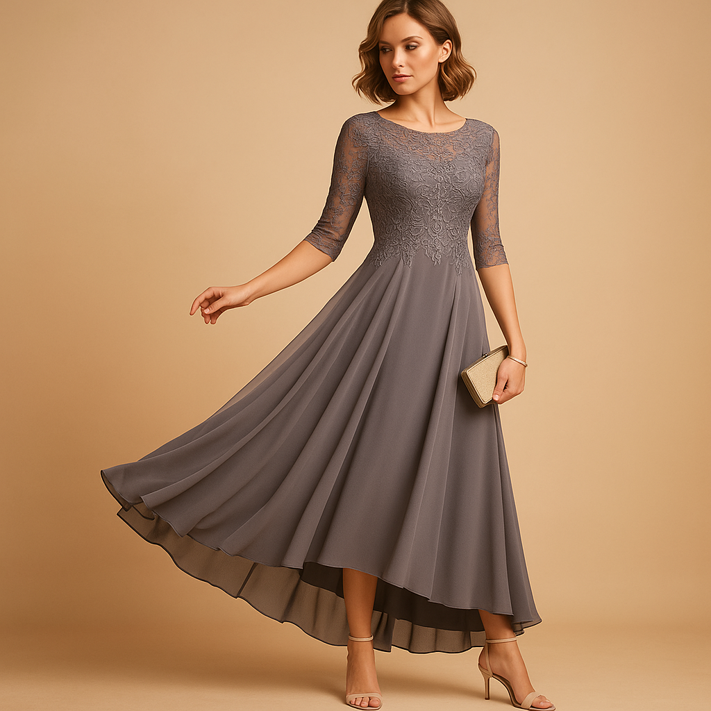 Elegant lace party dress for women with a flattering silhouette and refined lace details, perfect for weddings, gala events, and special celebrations.