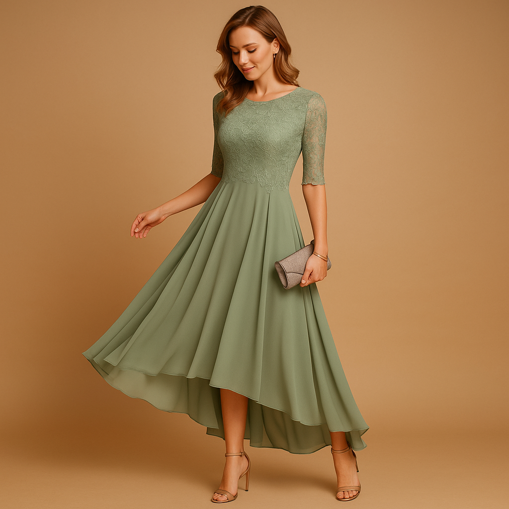 Elegant lace party dress for women with a flattering silhouette and refined lace details, perfect for weddings, gala events, and special celebrations.