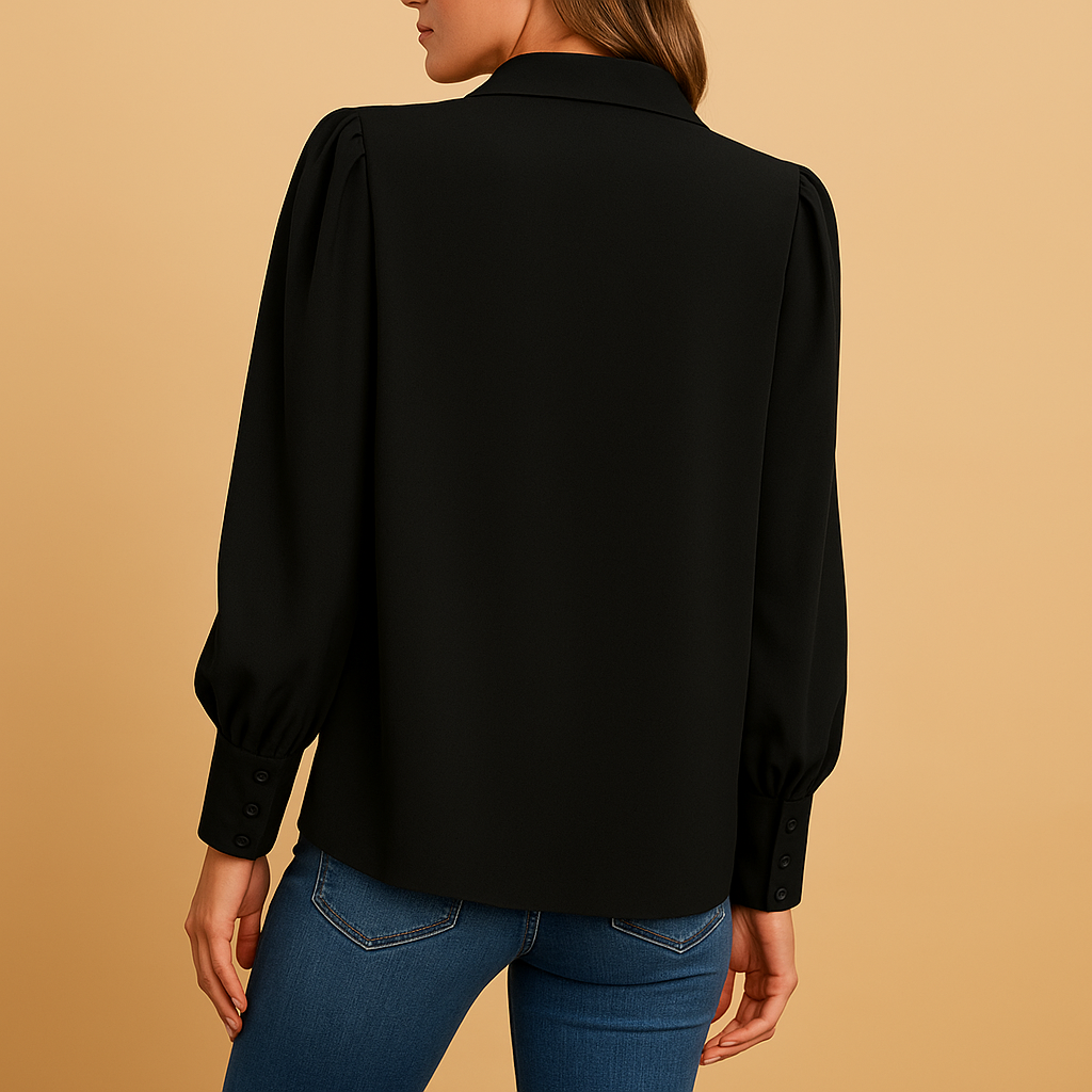 Women’s elegant lantern sleeve blouse with a solid design and comfortable fit, suitable for work, casual outfits, and everyday wear.