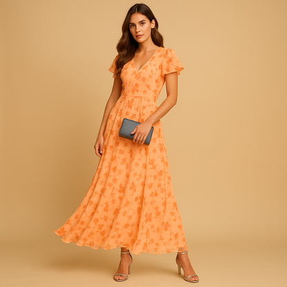 Elegant midi dress for women with a flattering fit and classic cut, suitable for work, evening outings, and special occasions.
