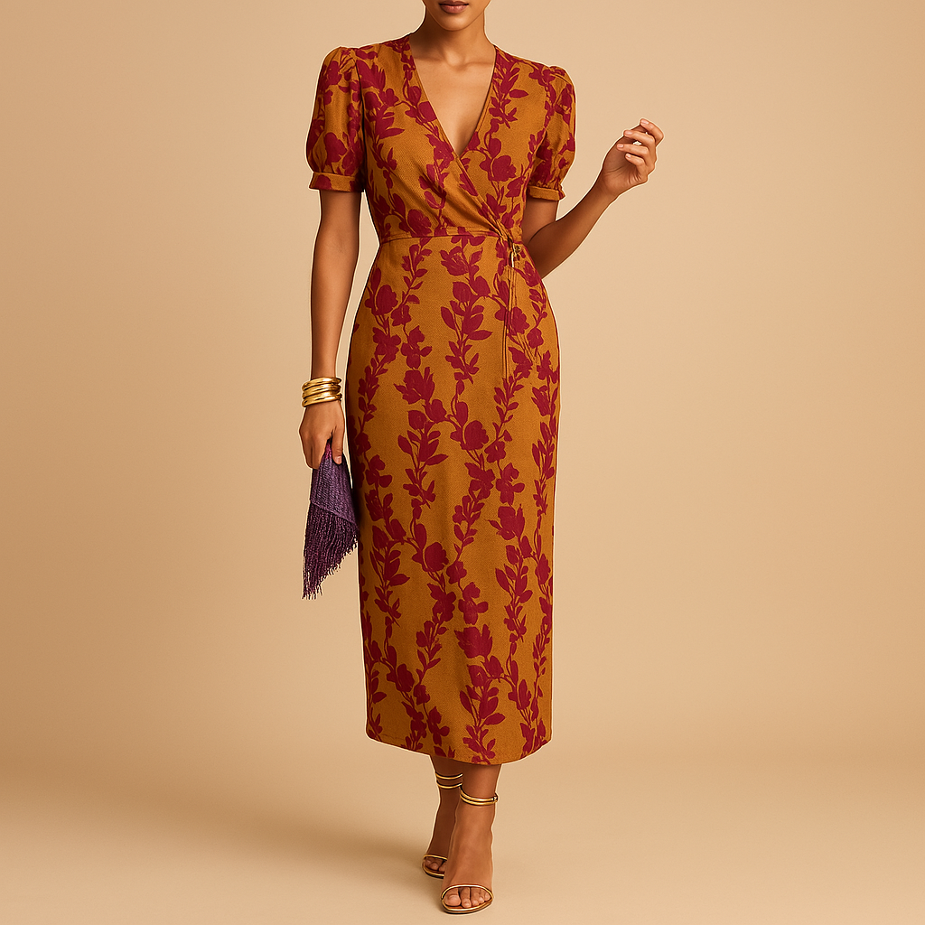 Elegant puff sleeve dress for women with a flattering silhouette, ideal for dinners, parties, and formal or casual occasions.