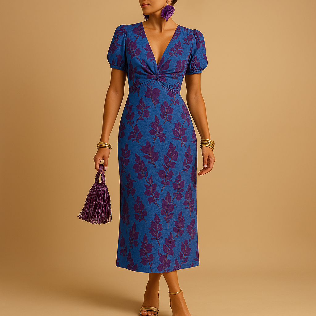 Elegant puff sleeve dress for women with a flattering silhouette, ideal for dinners, parties, and formal or casual occasions.