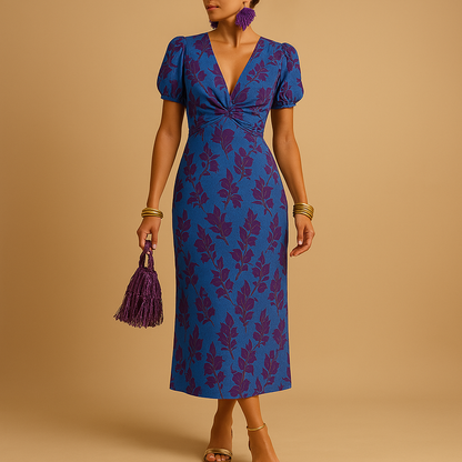 Elegant puff sleeve dress for women with a flattering silhouette, ideal for dinners, parties, and formal or casual occasions.