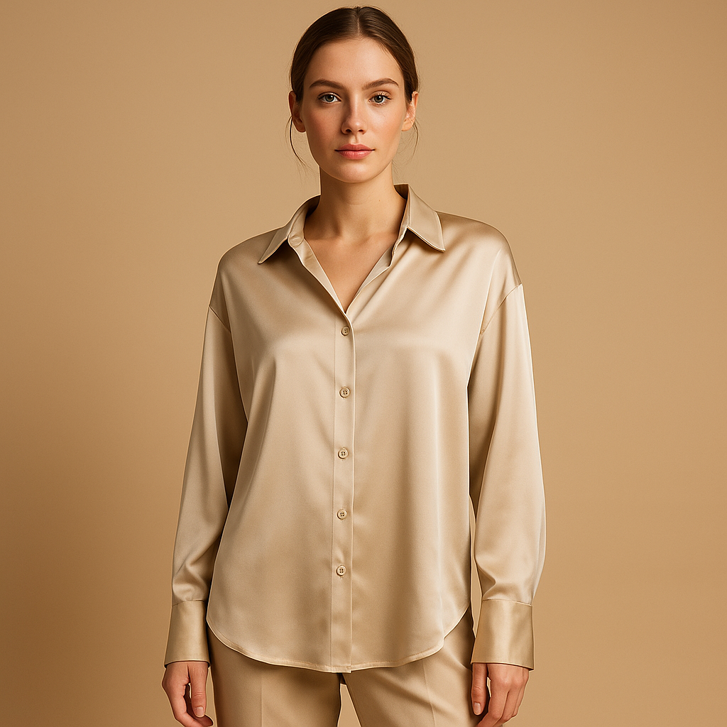 Women's Satin Blouse With Collar - VibreMode