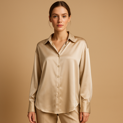 Women's Satin Blouse With Collar - VibreMode
