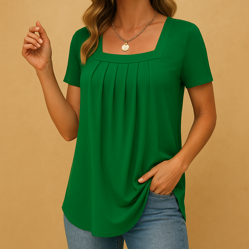 Women’s elegant square neck blouse with a loose and comfortable fit, suitable for daily wear, work outfits, and casual styling.