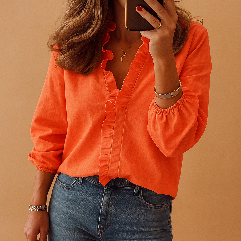 Women's Ruffle Blouse Casual Workwear - VibreMode