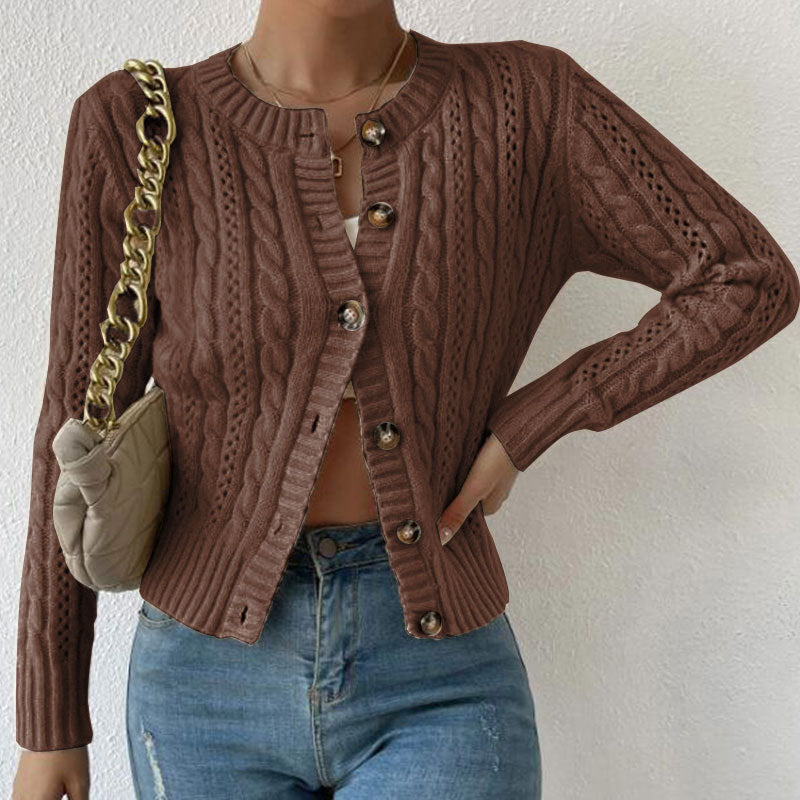 Image of Eliza | Women's Button-Front Cable Knit Cardigan
