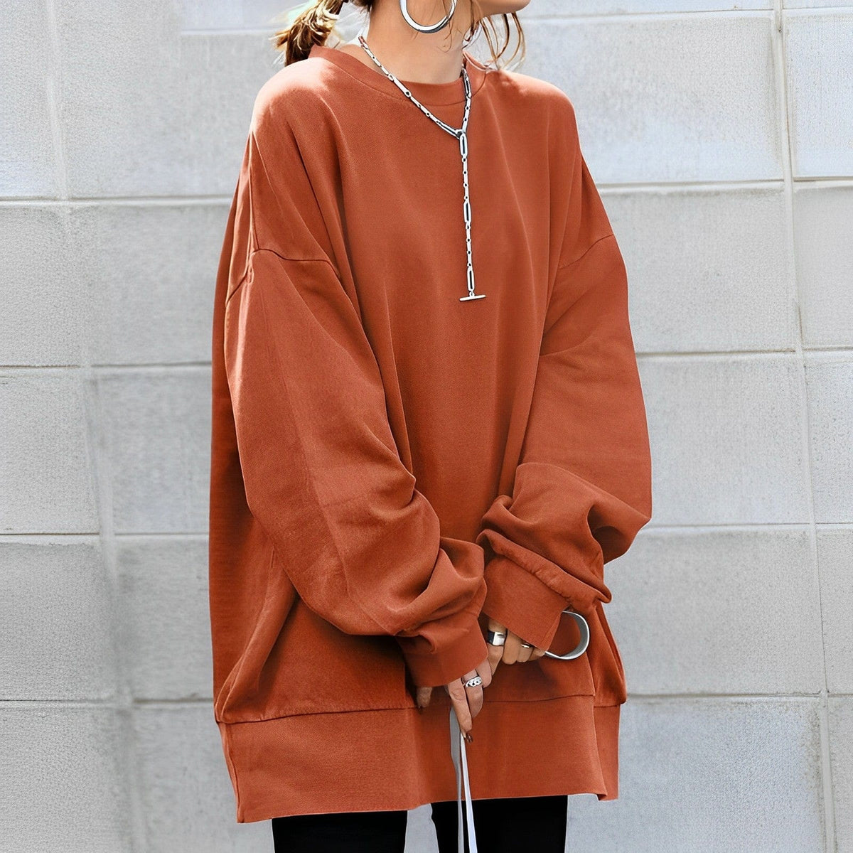 Women's Oversized Pullover Sweatshirt Soft Casual Wear