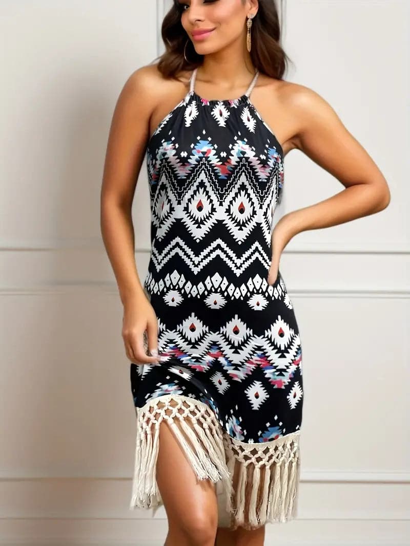 Women's Halter Mini Dress Sleeveless - VibreMode