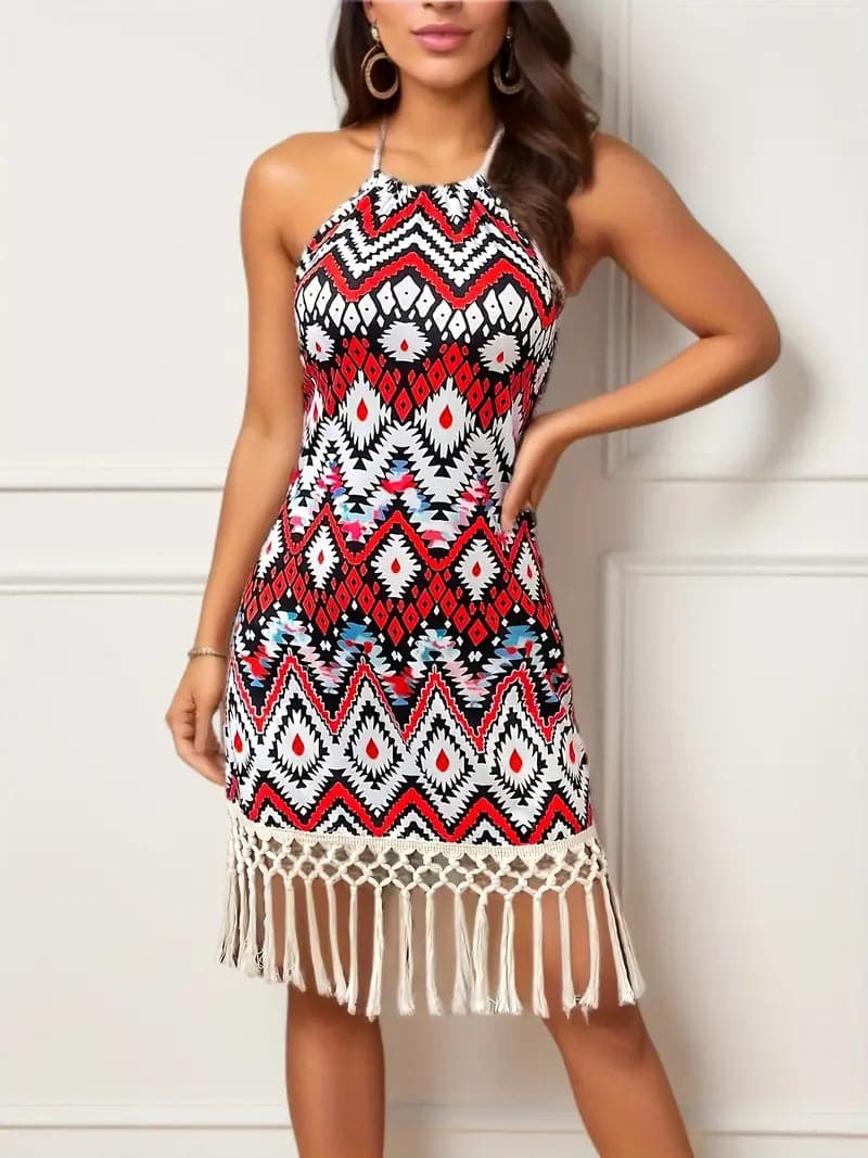 Image of Ellen | Women's Sleeveless Halter Mini Dress