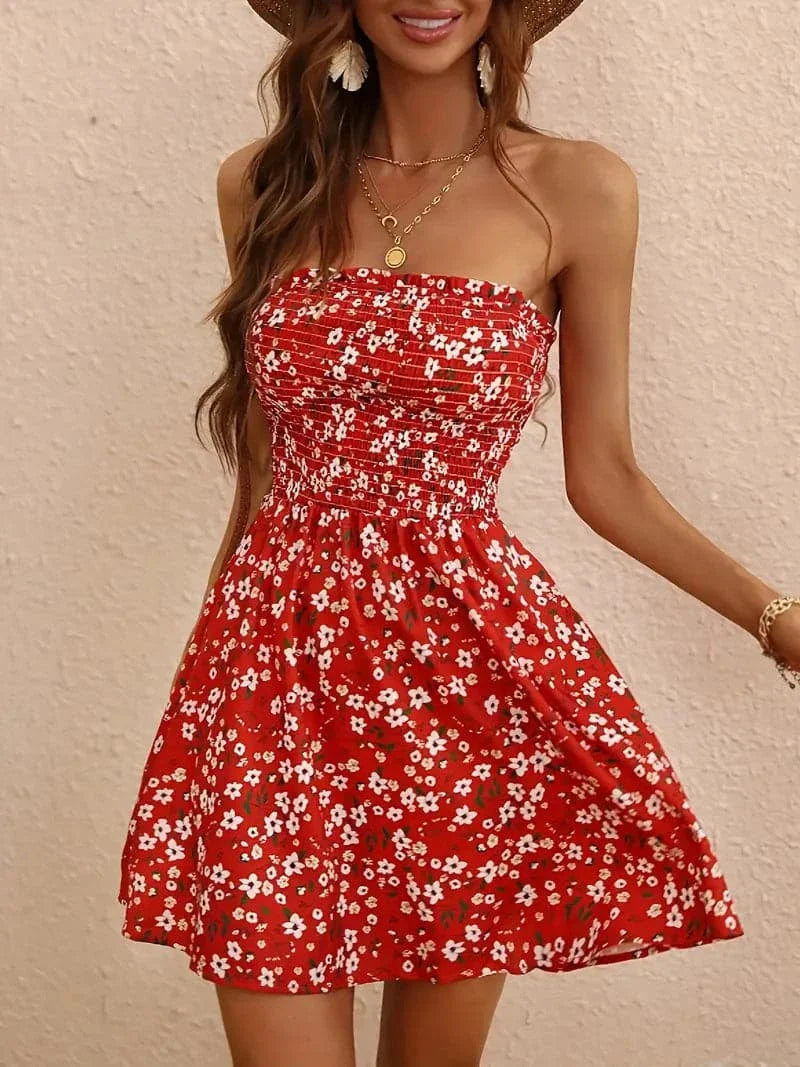 Women's Strapless A-Line Mini Dress - VibreMode