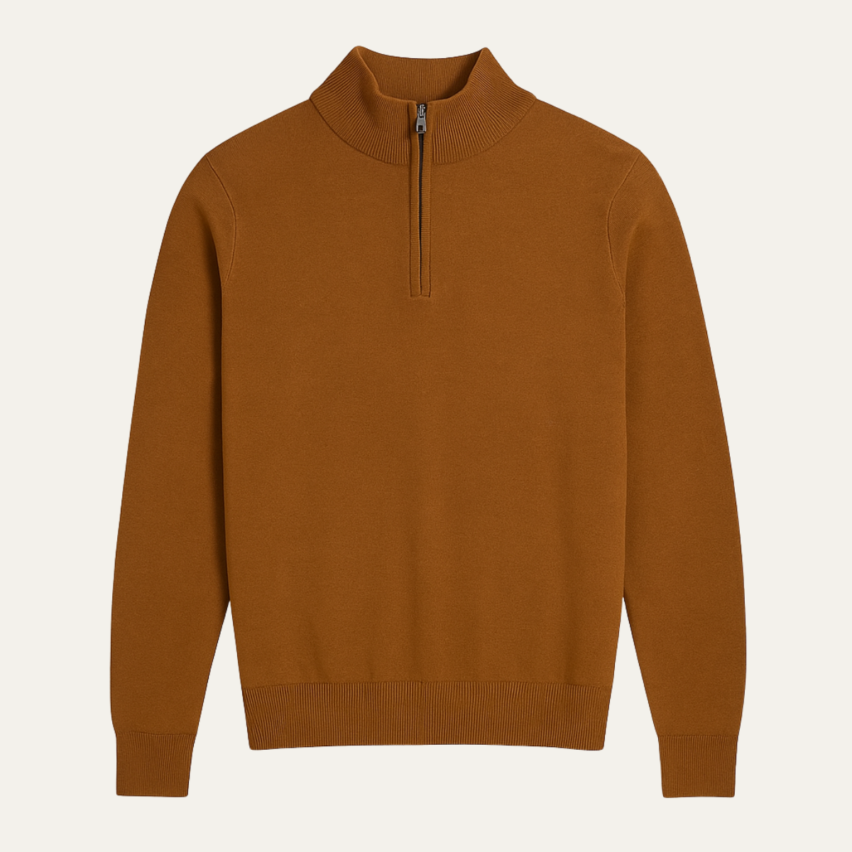 Men's Quarter Zip Knitted Sweater Mock Neck - VibreMode