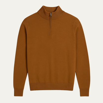 Men's Quarter Zip Knitted Sweater Mock Neck - VibreMode