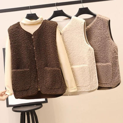 Image of Elsie | Women's Button Front Fleece Vest