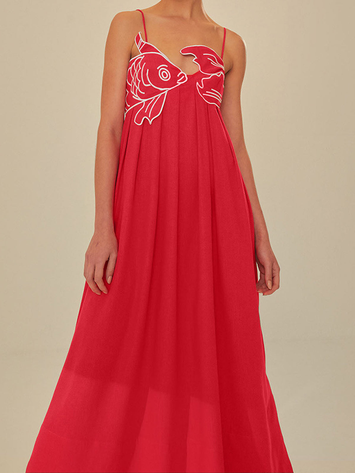 Women's Embroidered Maxi Dress Spaghetti Strap Black