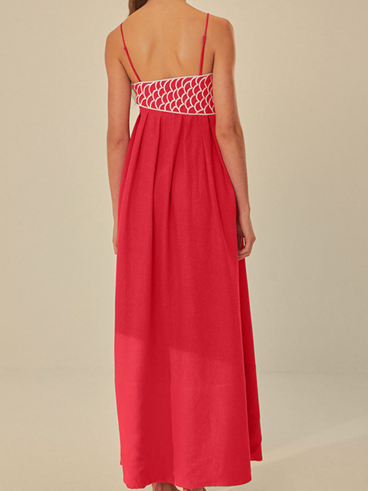 Women's Embroidered Maxi Dress Spaghetti Strap Black