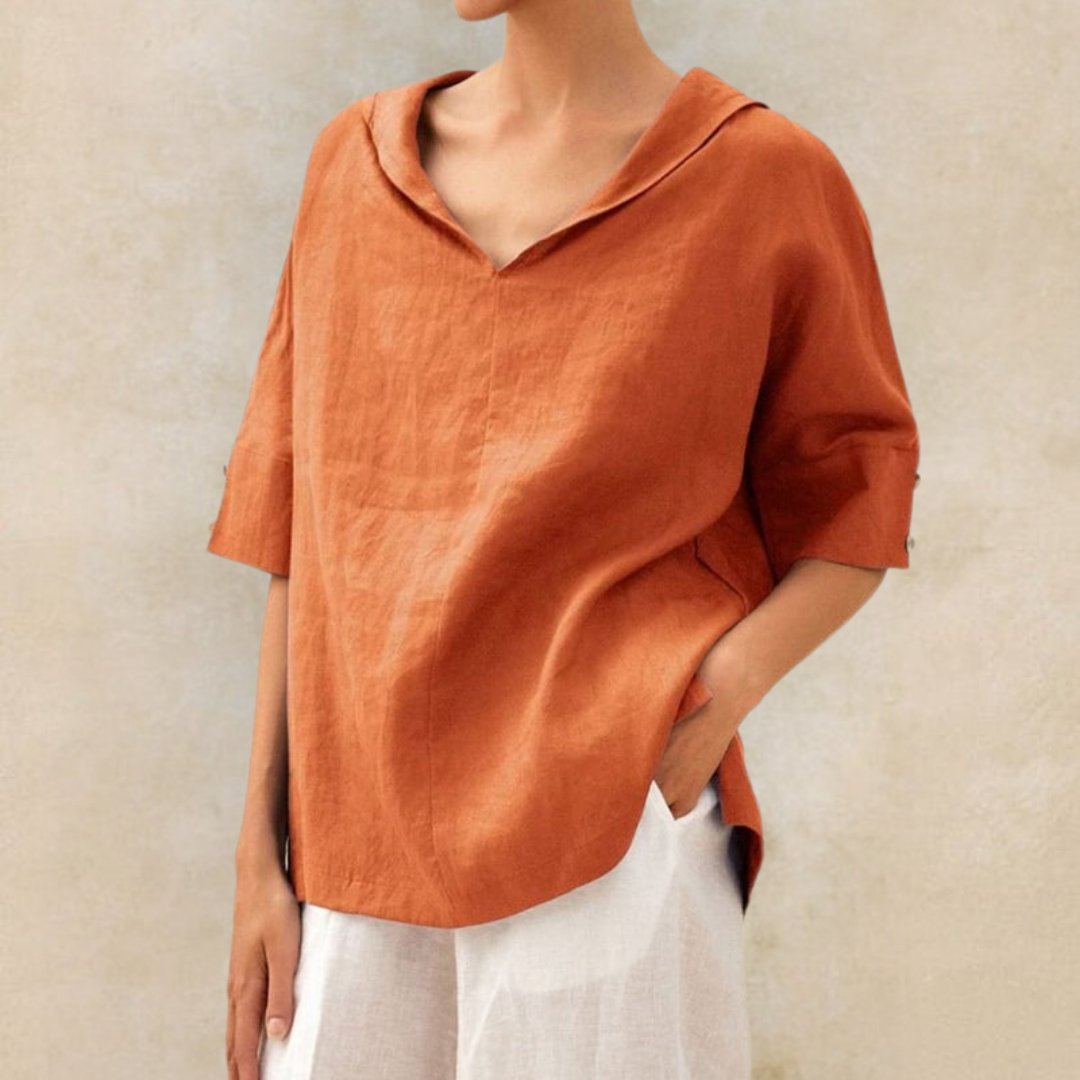 Image of Emily | Women's V-Neck Relaxed Fit Blouse