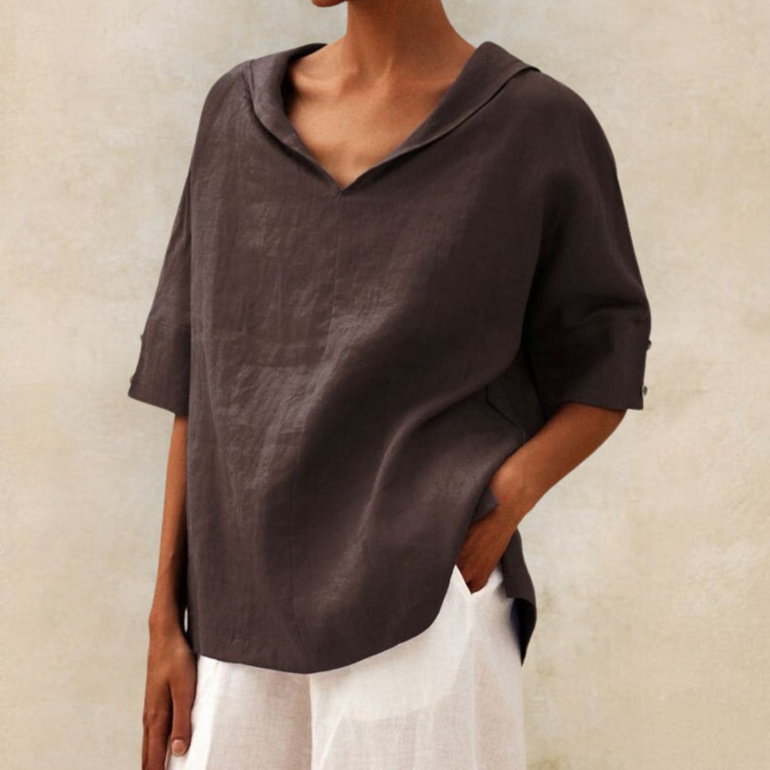 Image of Emily | Women's V-Neck Relaxed Fit Blouse