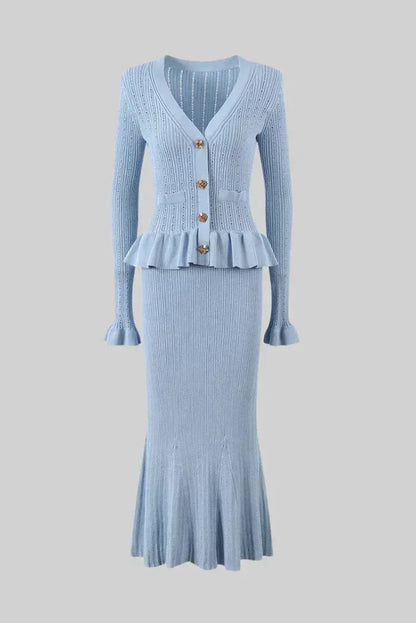 Women's Cardigan Midi Skirt Set