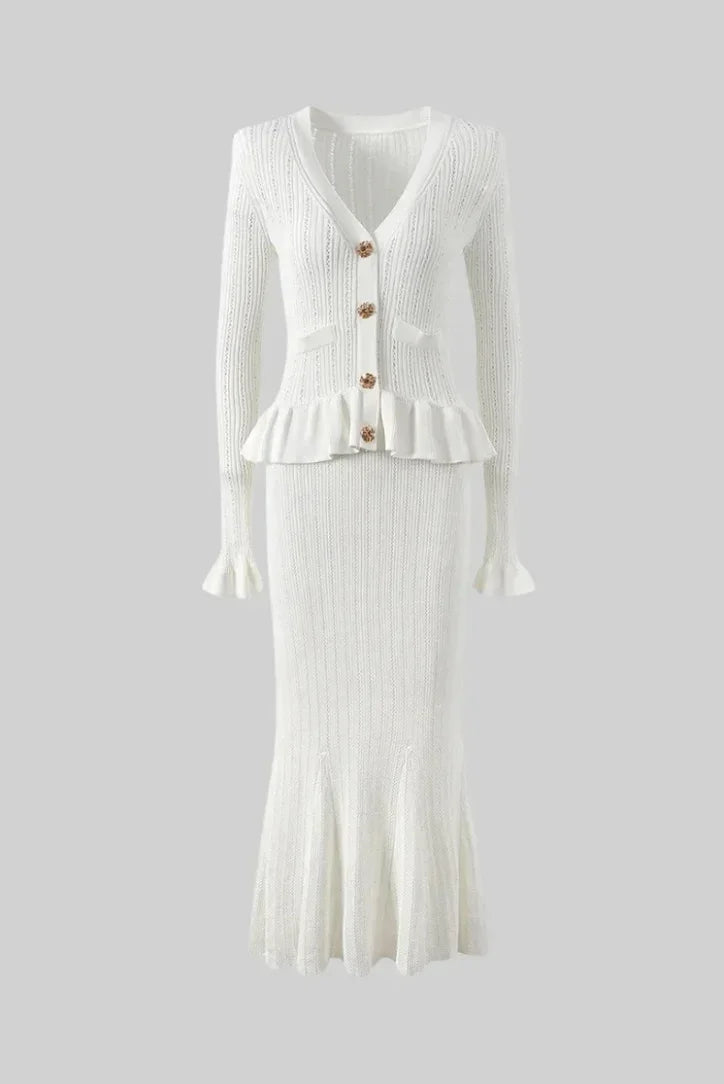Women's Cardigan Midi Skirt Set