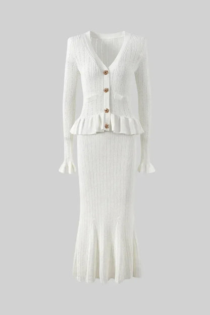 Women's Cardigan Midi Skirt Set