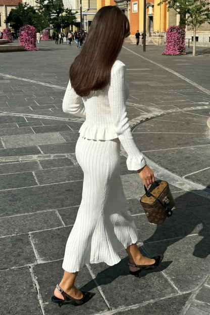 Women's Cardigan Midi Skirt Set