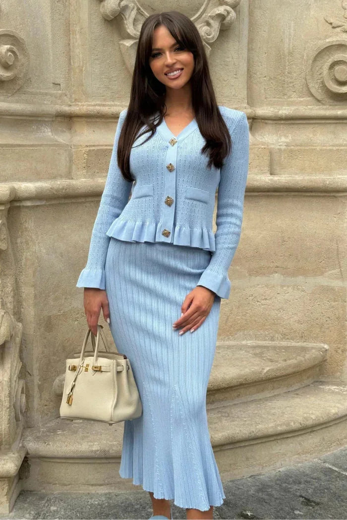 Women's Cardigan Midi Skirt Set