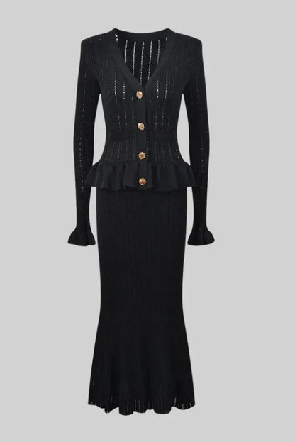 Women's Cardigan Midi Skirt Set