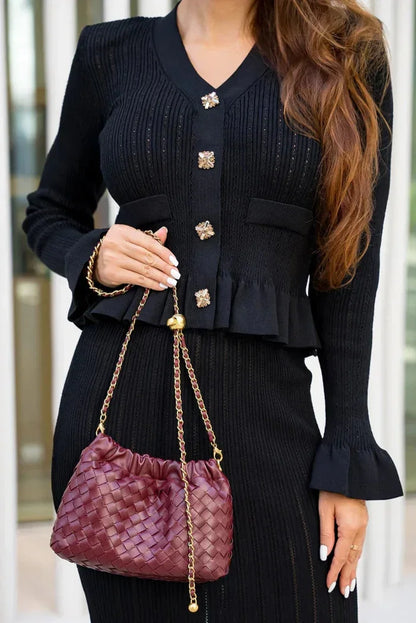 Women's Cardigan Midi Skirt Set