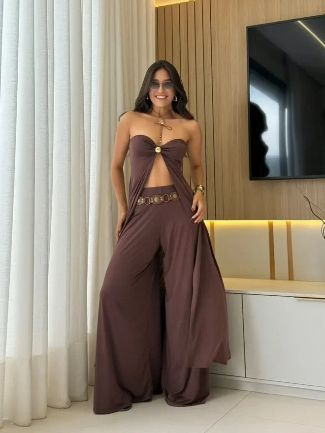 Women's Palazzo Pants Crop Set