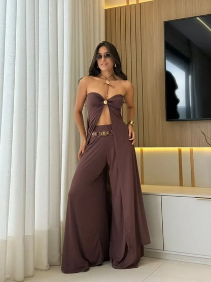 Women's Palazzo Pants Crop Set