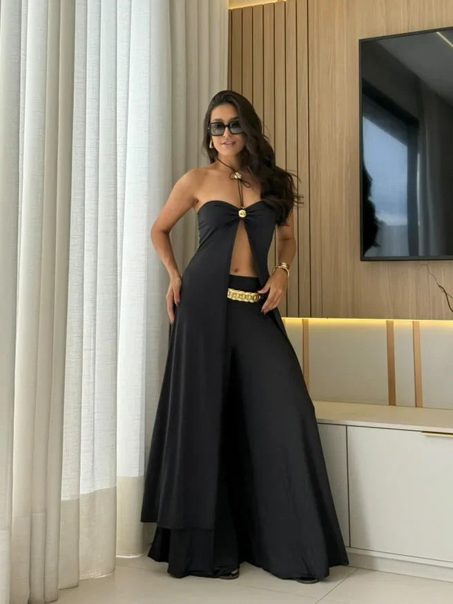 Women's Palazzo Pants Crop Set