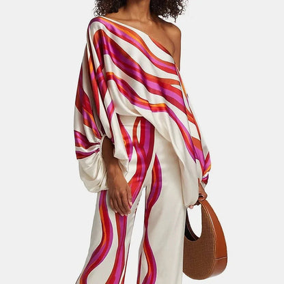 Women's Off-The-Shoulder Jumpsuit Straight Leg Pants